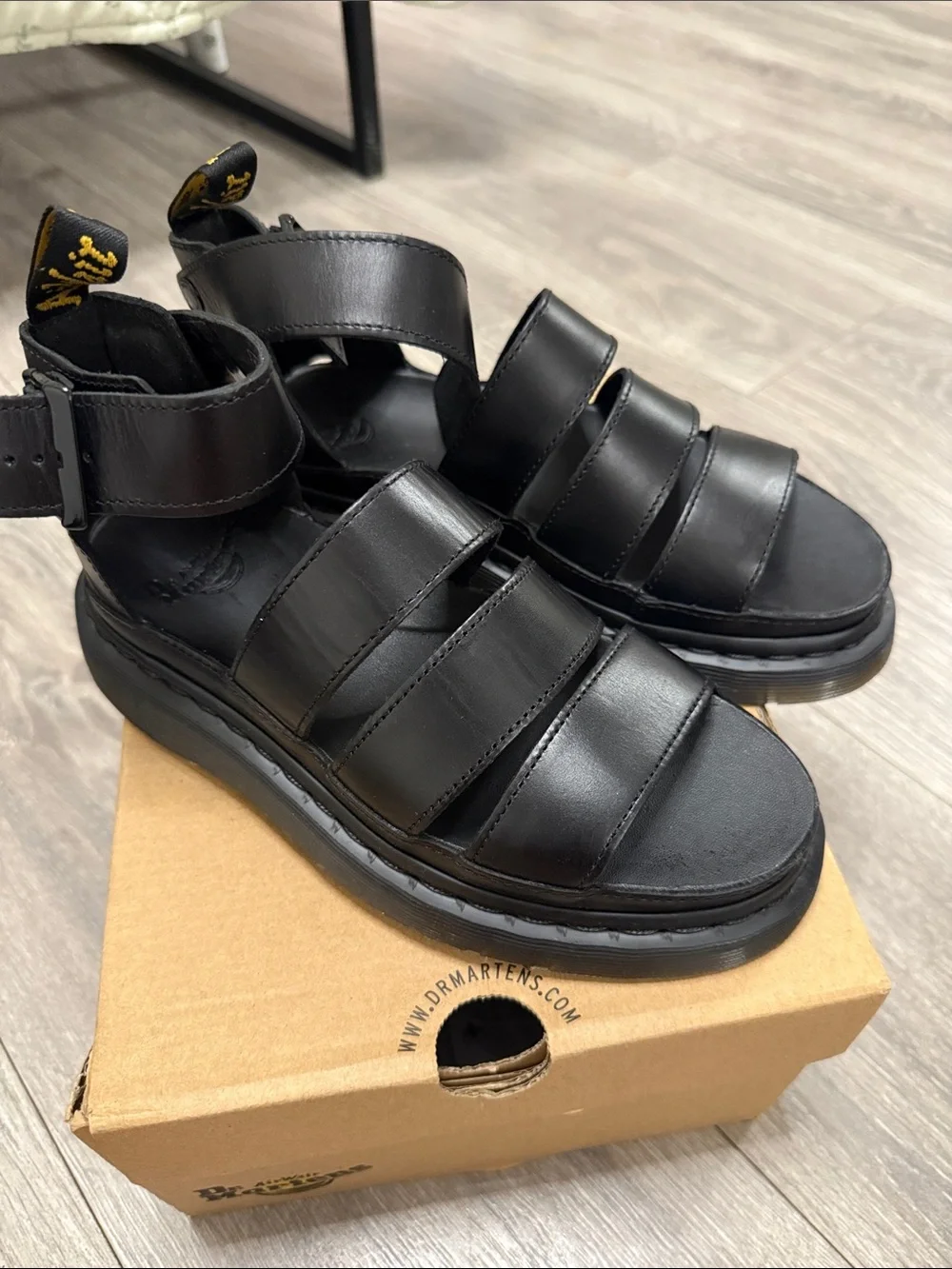 DR MARTENS CLARISSA II WOMEN'S LEATHER PLATFORM SANDALS